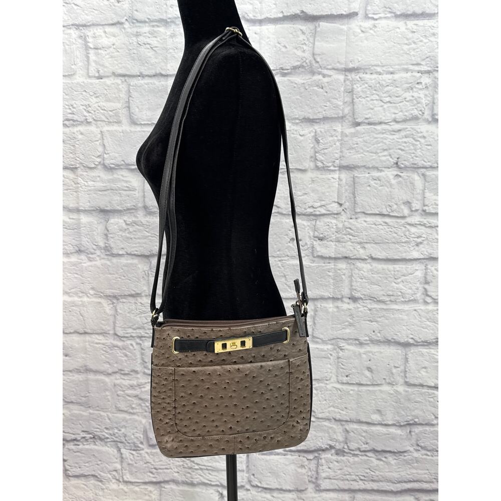 Faux Ostrich leather  Gray Black Crossbody